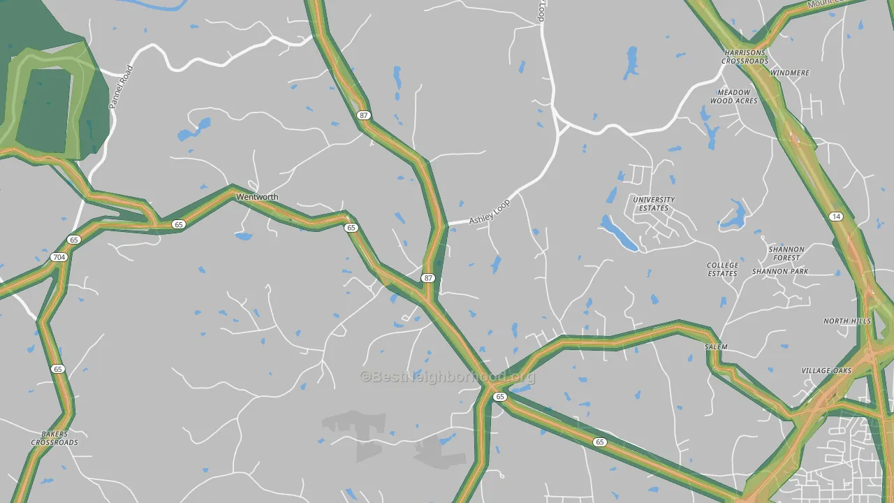 Wentworth, NC Map of Noise Levels in Wentworth