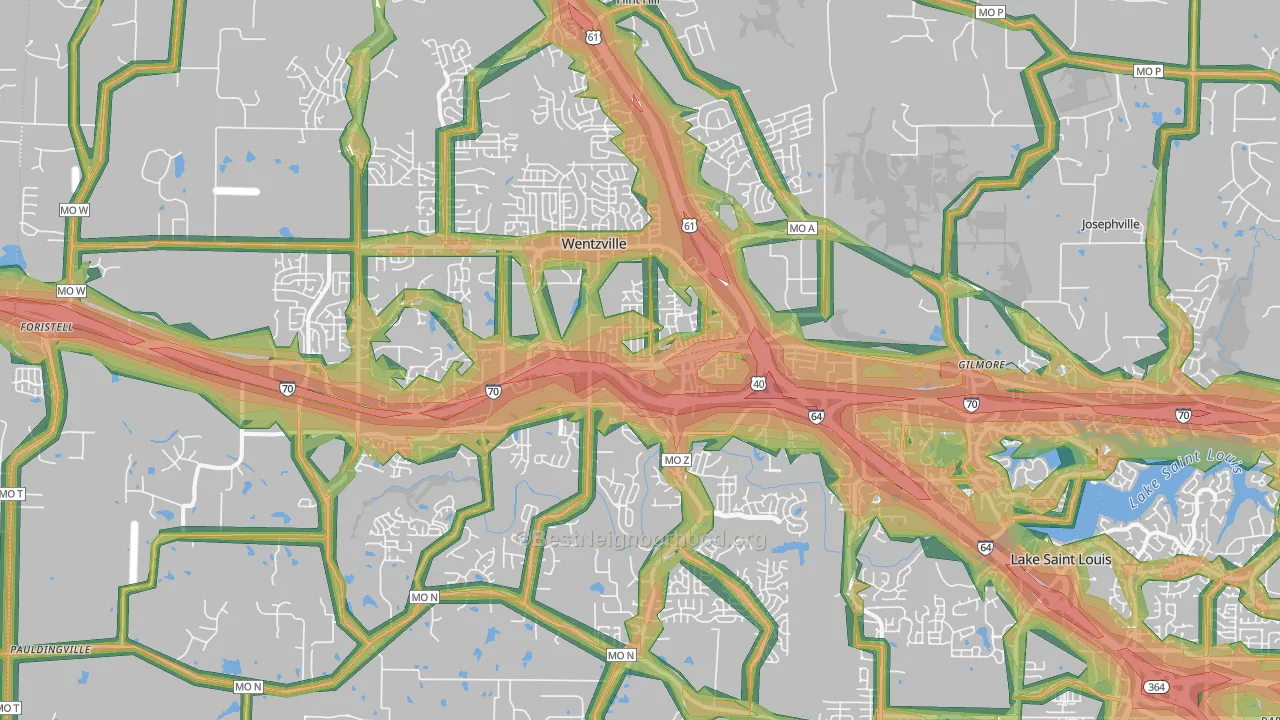 Wentzville, MO Map of Noise Levels in Wentzville