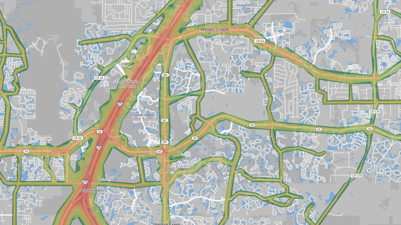 Wesley Chapel, FL Map of Noise Levels in Wesley Chapel