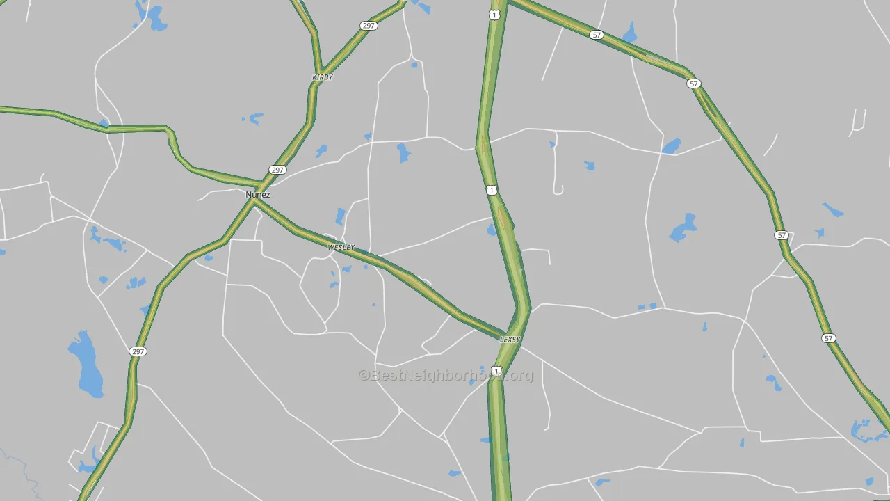 Wesley, GA Map of Noise Levels in Wesley