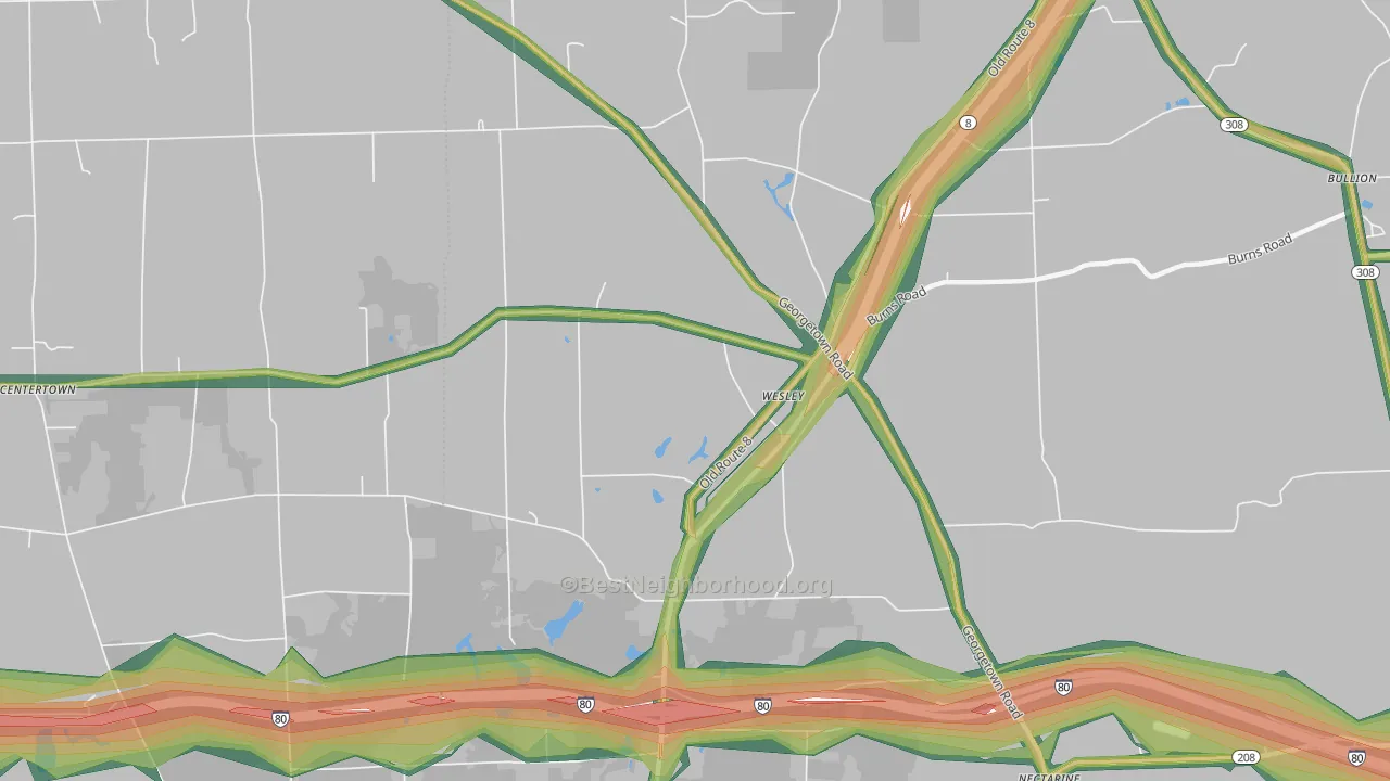Wesley, PA Map of Noise Levels in Wesley