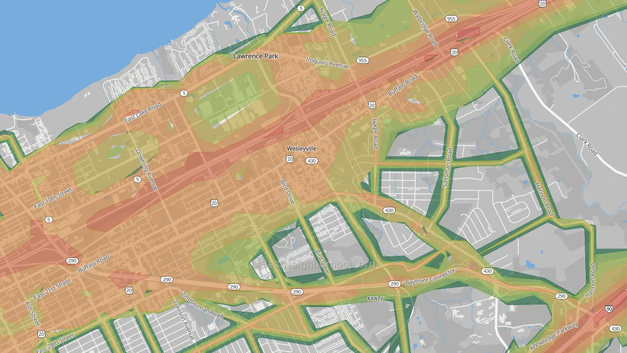 Wesleyville, PA Map of Noise Levels in Wesleyville