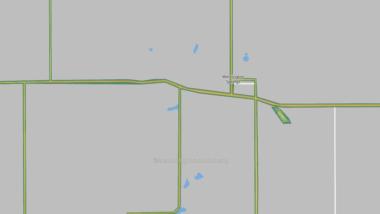 Wessington Springs, SD Map of Noise Levels in Wessington Springs