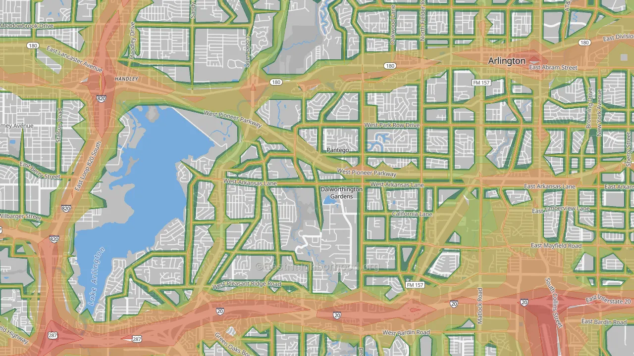 West, Arlington, TX Map of Noise Levels in West
