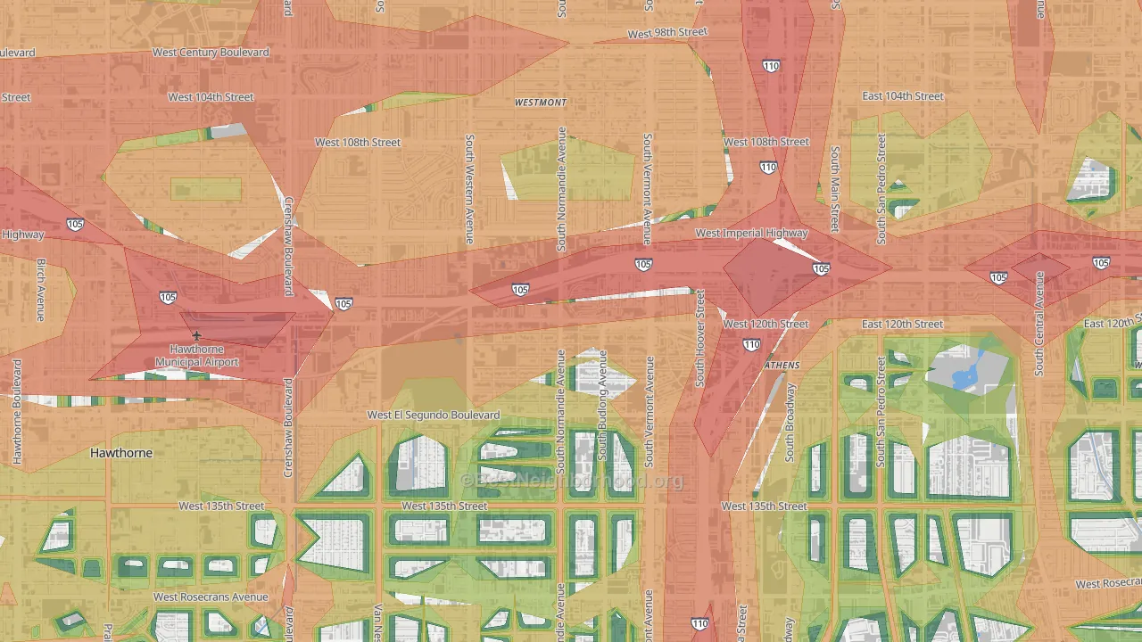West Athens, CA Map of Noise Levels in West Athens