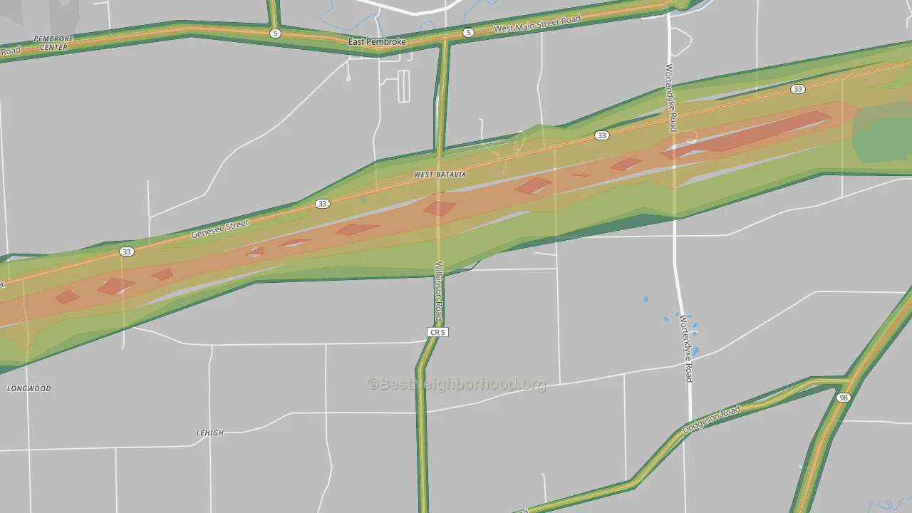 West Batavia, NY Map of Noise Levels in West Batavia