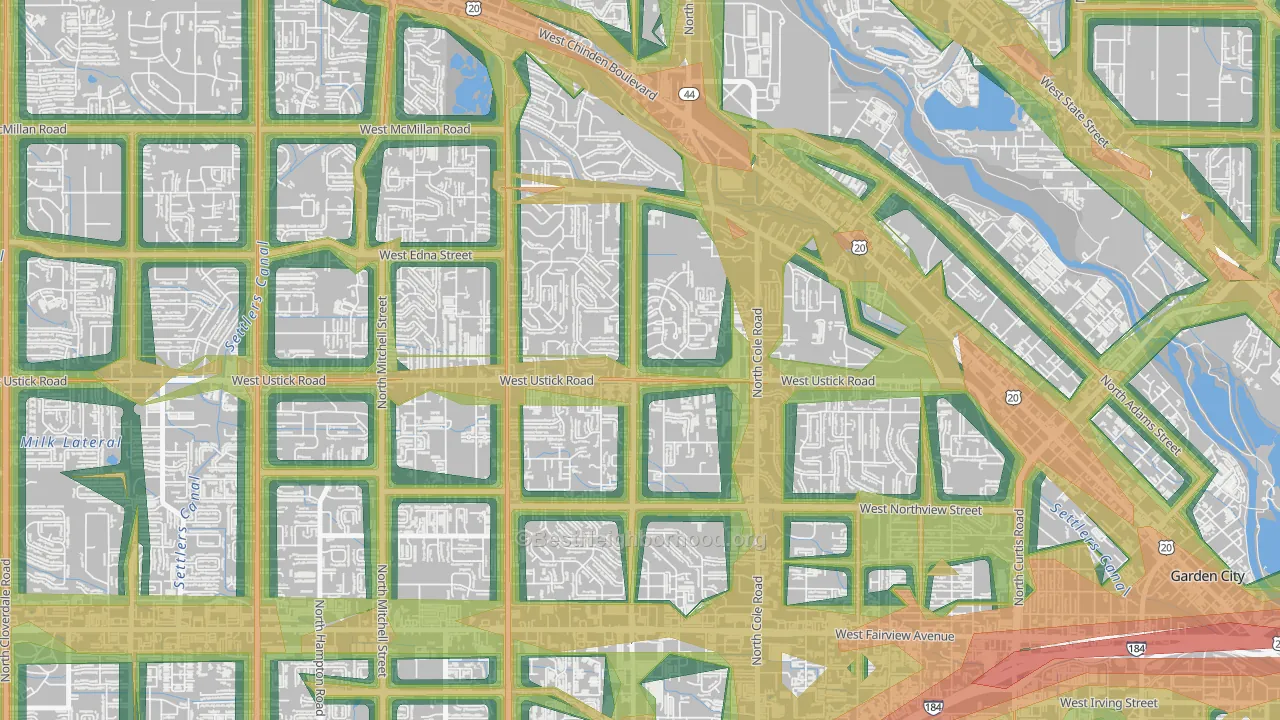 West Bench, Boise, ID Map of Noise Levels in West Bench
