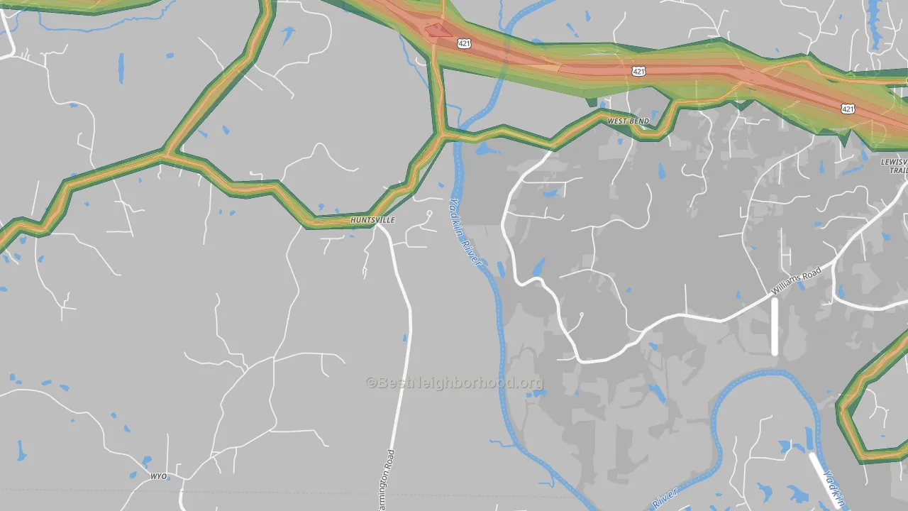 West Bend, NC Map of Noise Levels in West Bend
