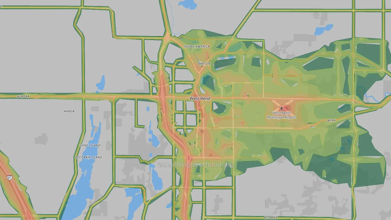 West Bend, WI Map of Noise Levels in West Bend