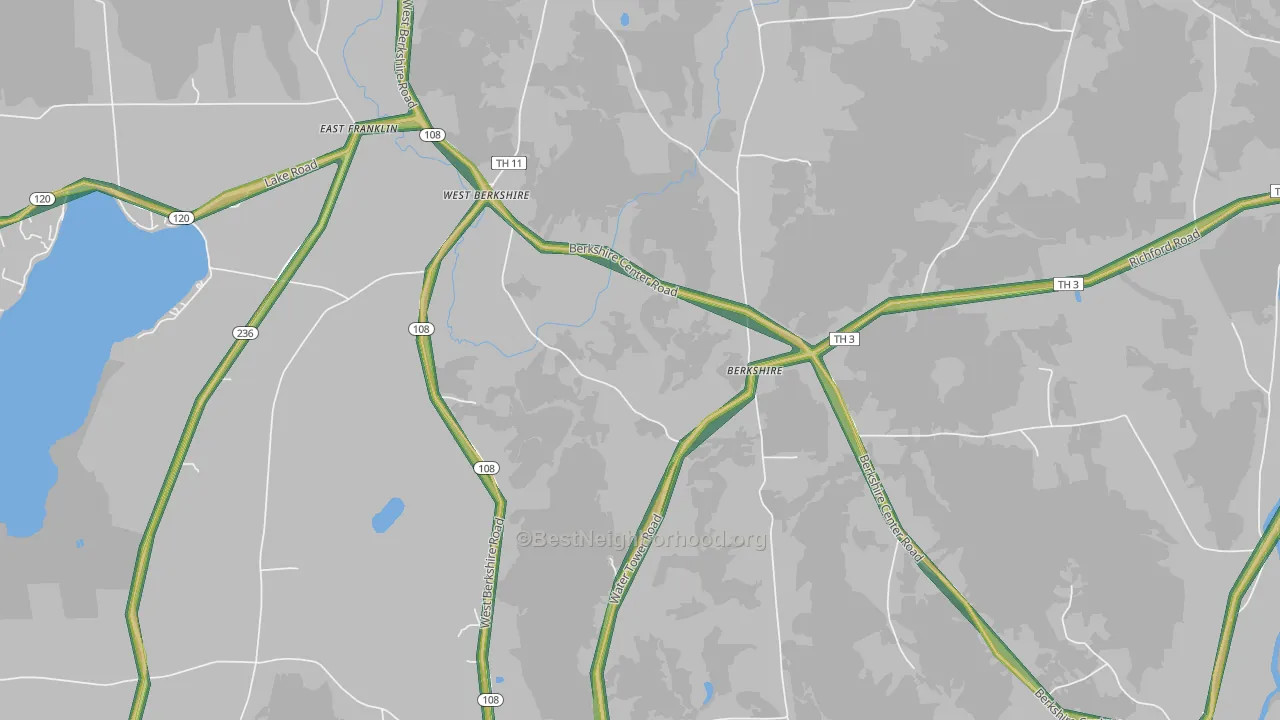 West Berkshire, VT Map of Noise Levels in West Berkshire