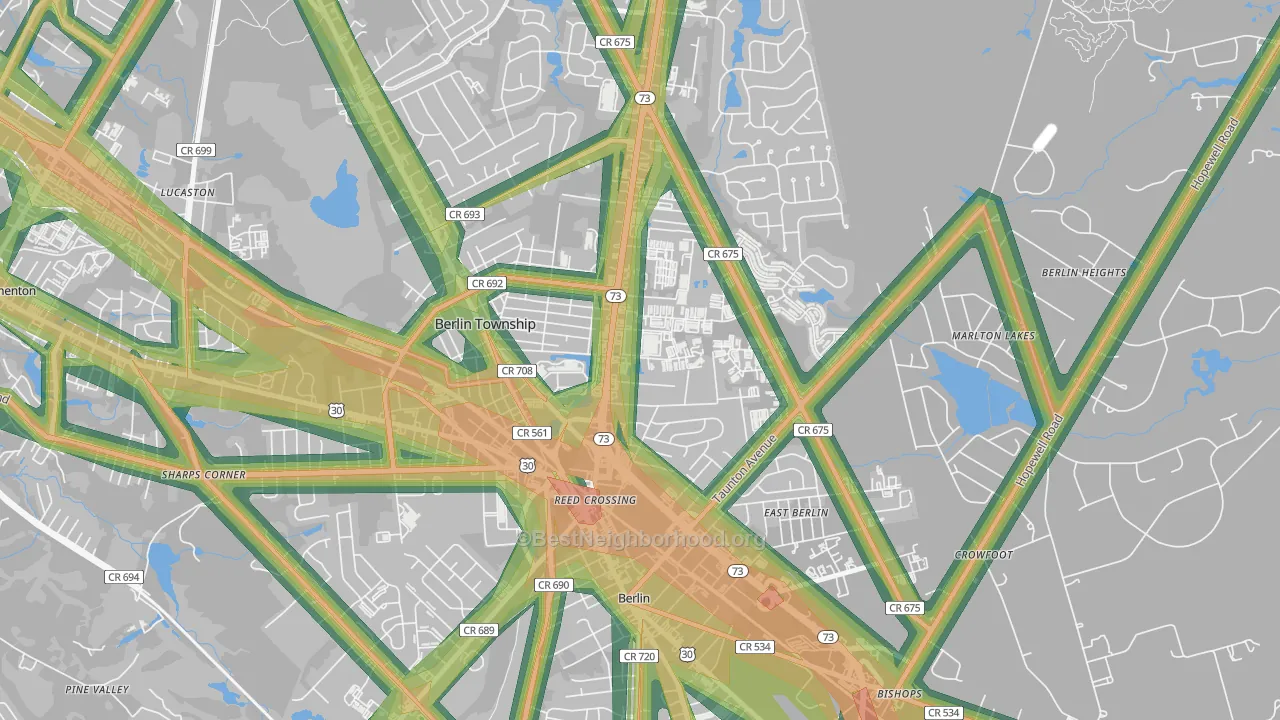 West Berlin, NJ Map of Noise Levels in West Berlin