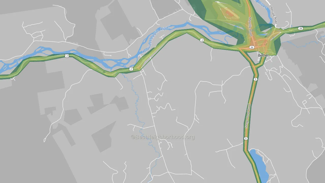 West Bethel, ME Map of Noise Levels in West Bethel