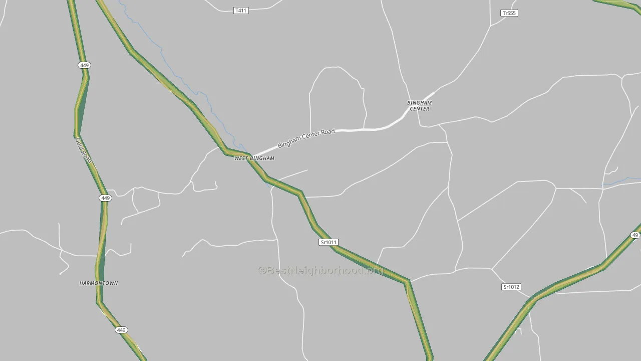 West Bingham, PA Map of Noise Levels in West Bingham