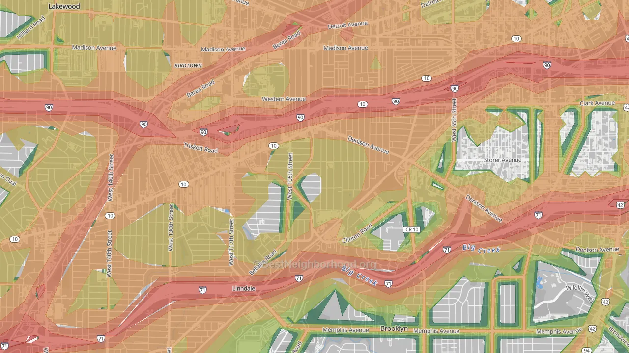 West Boulevard, Cleveland, OH Map of Noise Levels in West Boulevard