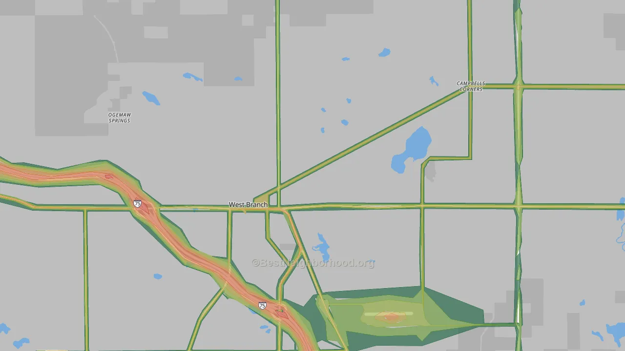West Branch, MI Map of Noise Levels in West Branch