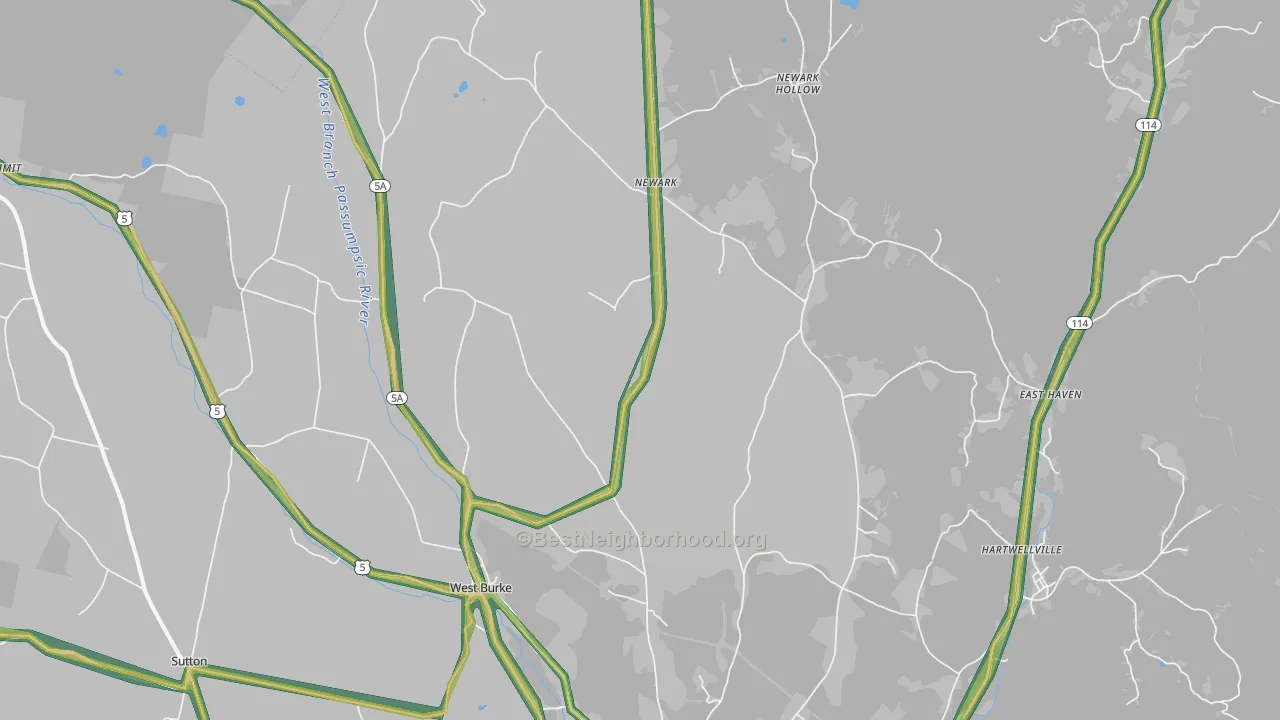 West Burke, VT Map of Noise Levels in West Burke