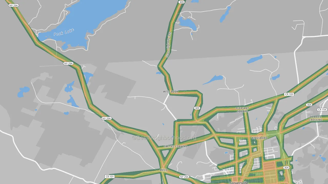 West Bush, NY Map of Noise Levels in West Bush