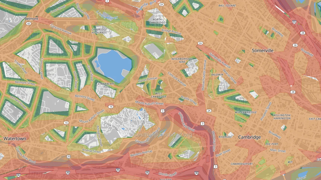 West Cambridge, Cambridge, MA Map of Noise Levels in West Cambridge