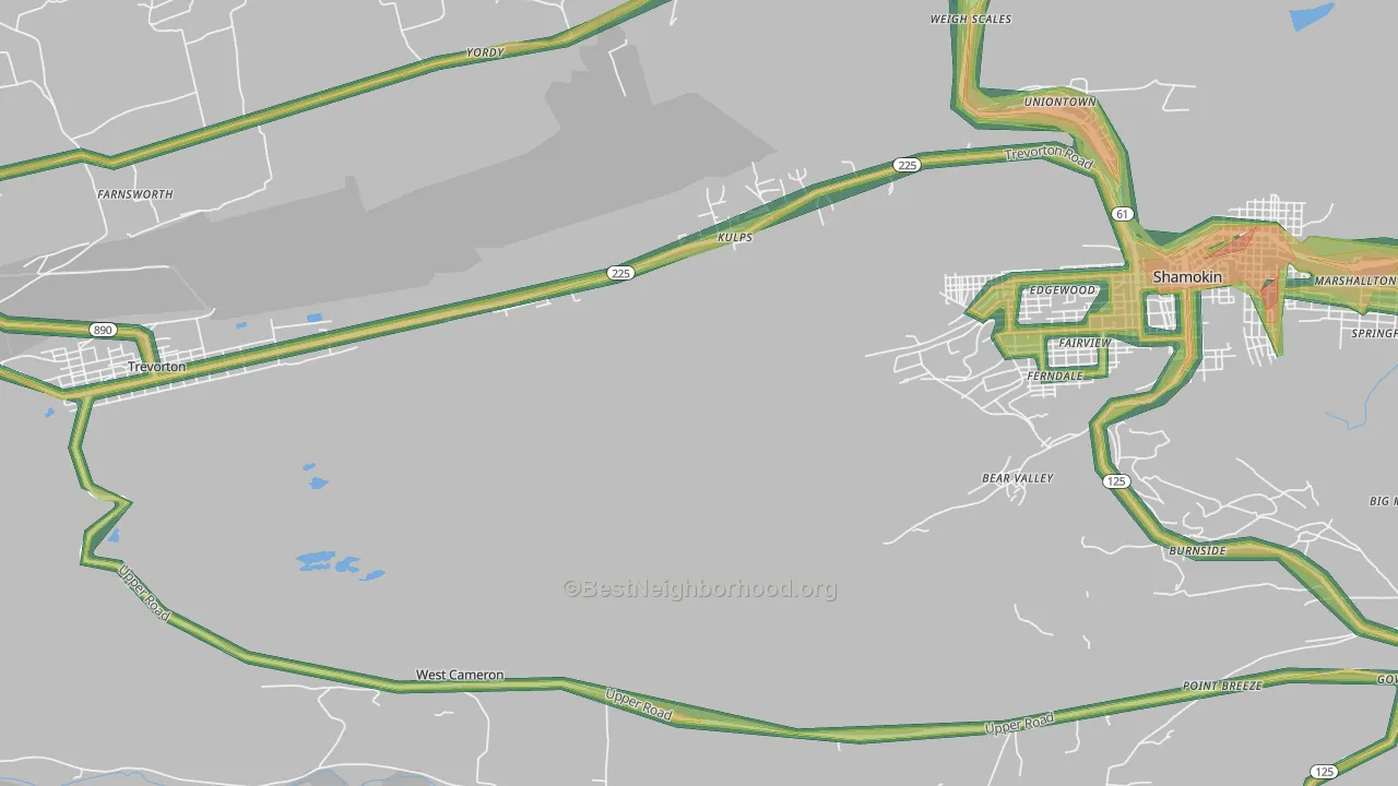 West Cameron, PA Map of Noise Levels in West Cameron