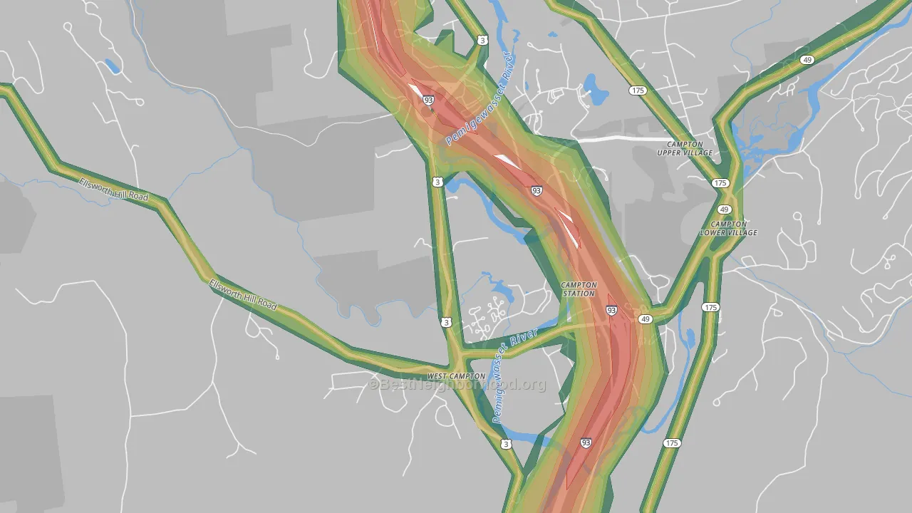 West Campton, NH Map of Noise Levels in West Campton