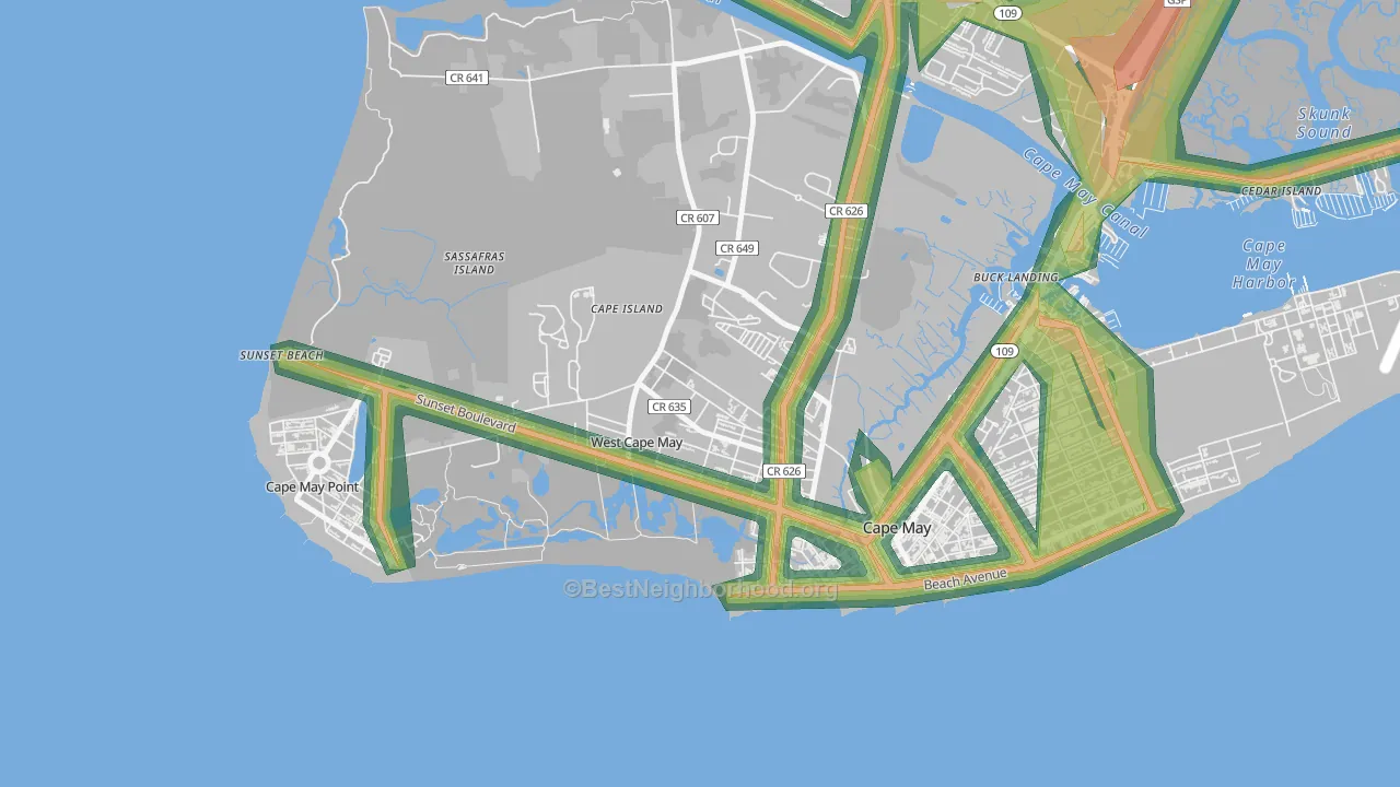 West Cape May, NJ Map of Noise Levels in West Cape May
