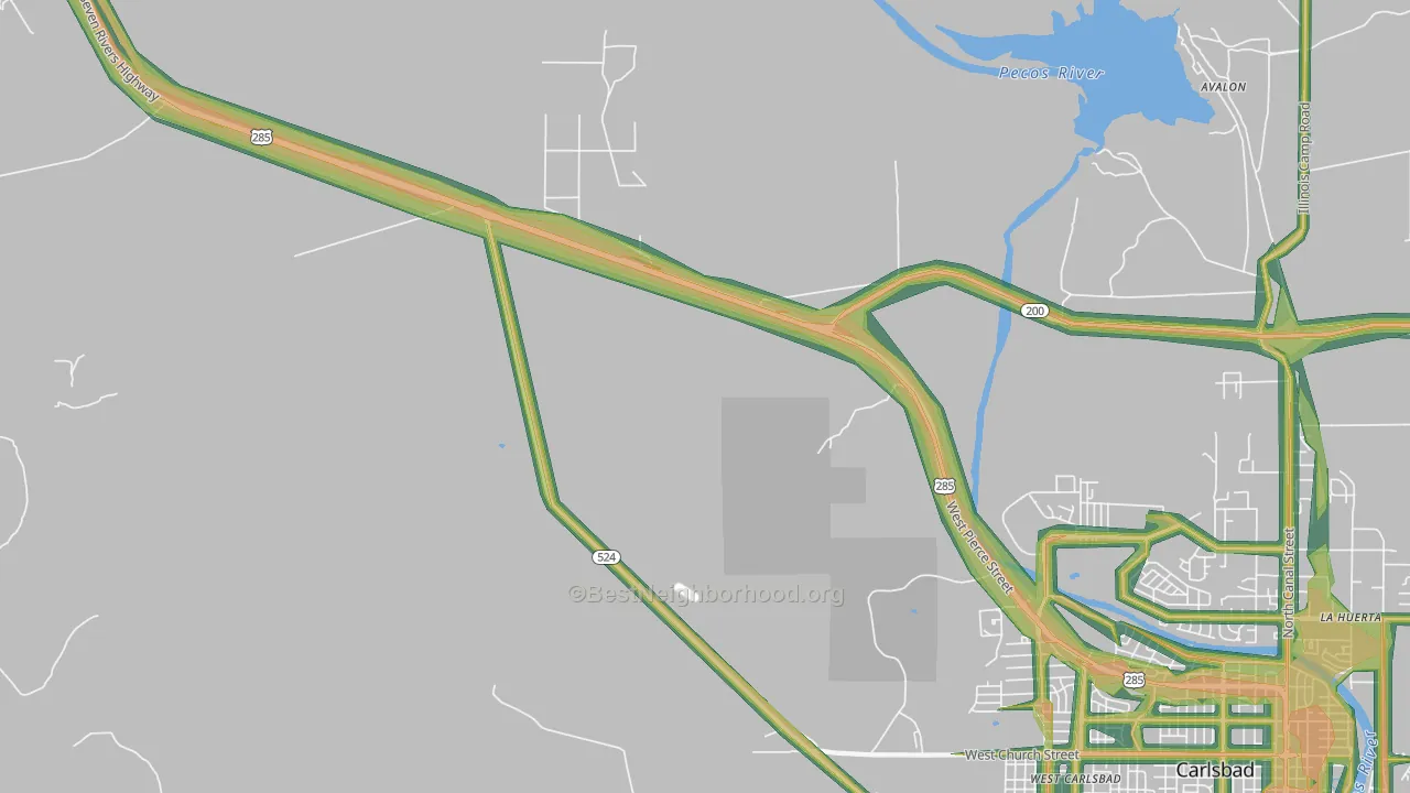 West Carlsbad, NM Map of Noise Levels in West Carlsbad