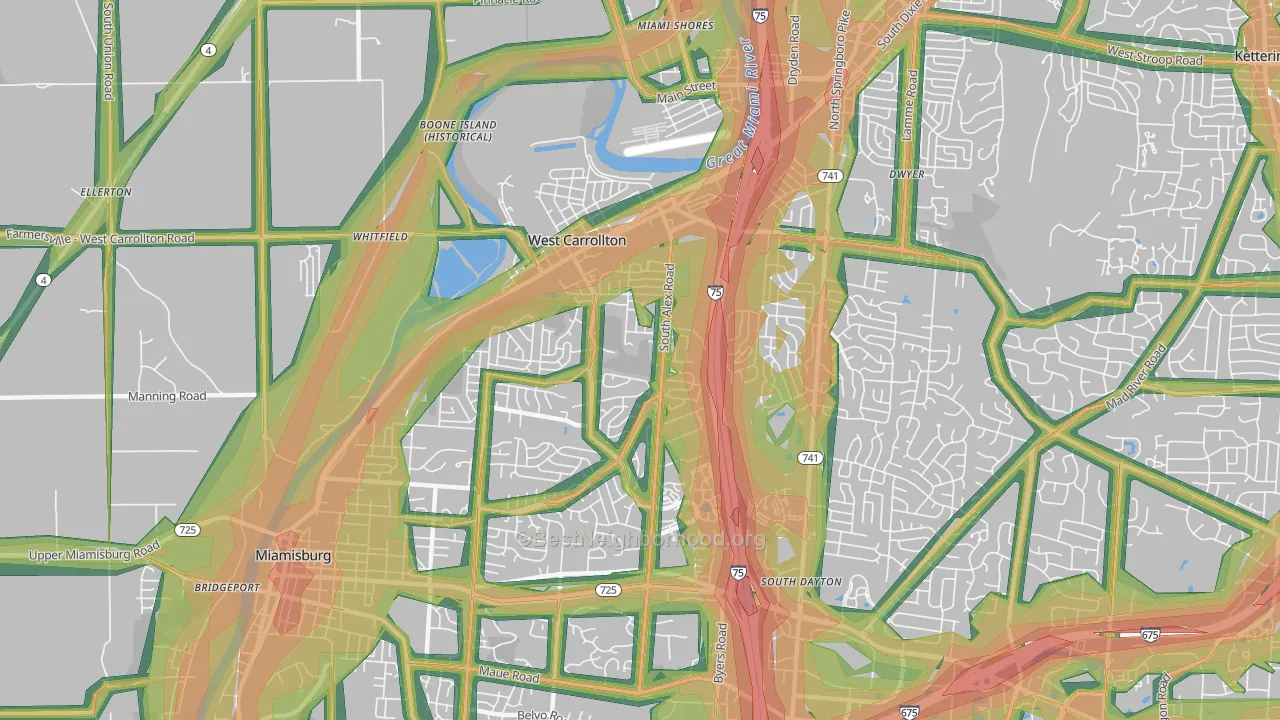 West Carrollton, OH Map of Noise Levels in West Carrollton