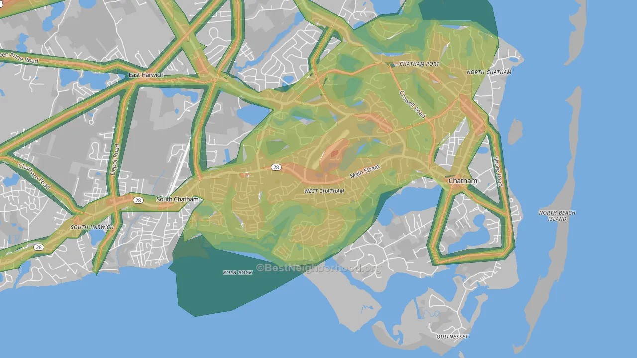 West Chatham, MA Map of Noise Levels in West Chatham