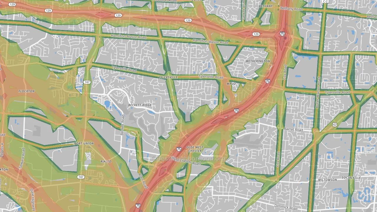 West Chester, OH Map of Noise Levels in West Chester