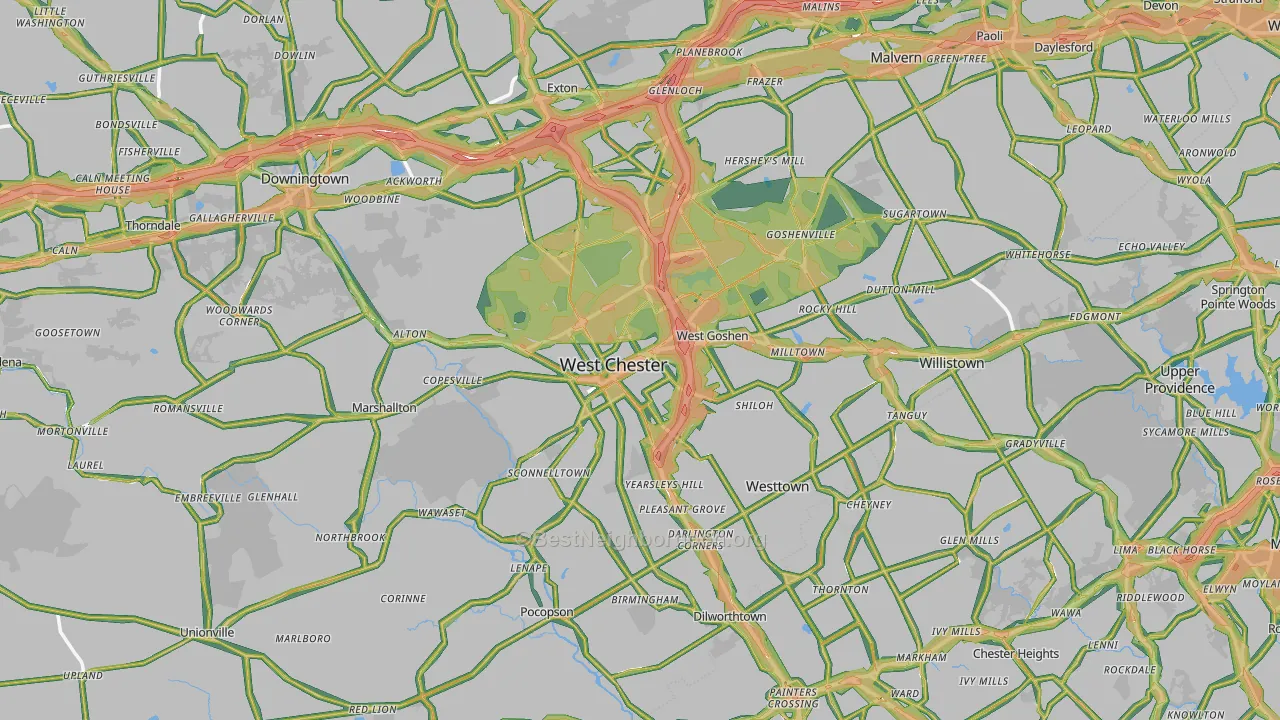 West Chester, PA Map of Noise Levels in West Chester