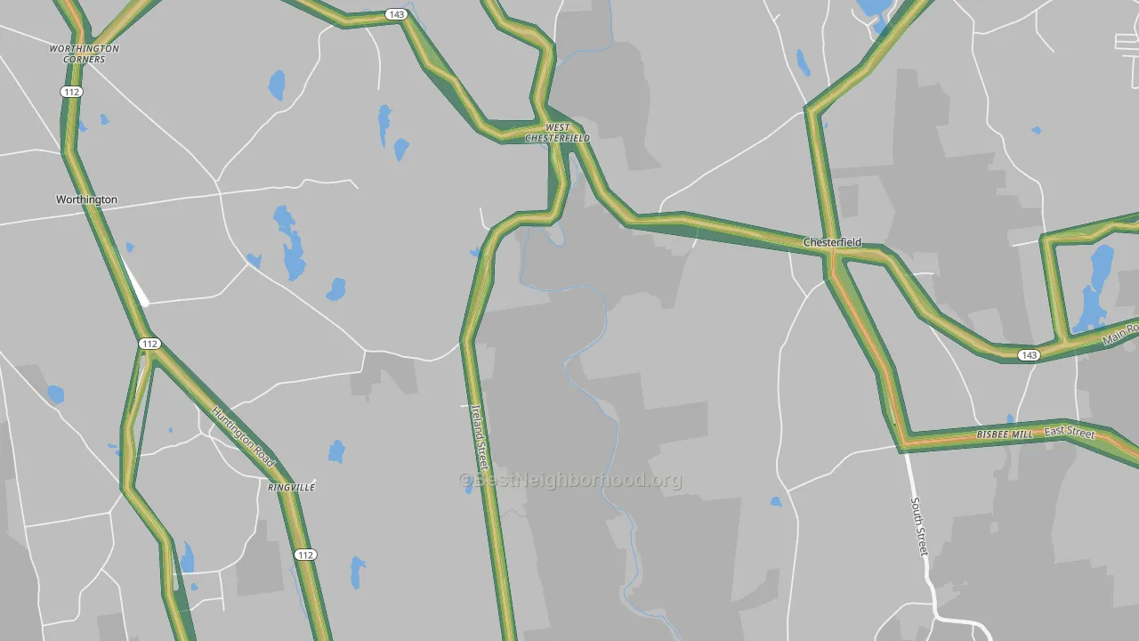 West Chesterfield, MA Map of Noise Levels in West Chesterfield