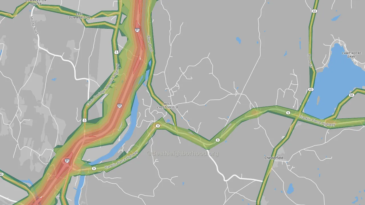 West Chesterfield, NH Map of Noise Levels in West Chesterfield