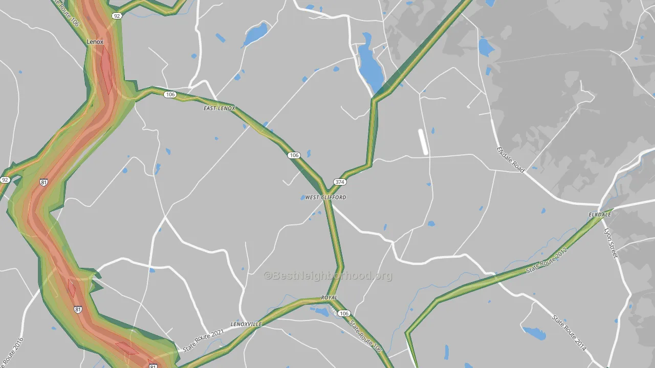 West Clifford, PA Map of Noise Levels in West Clifford