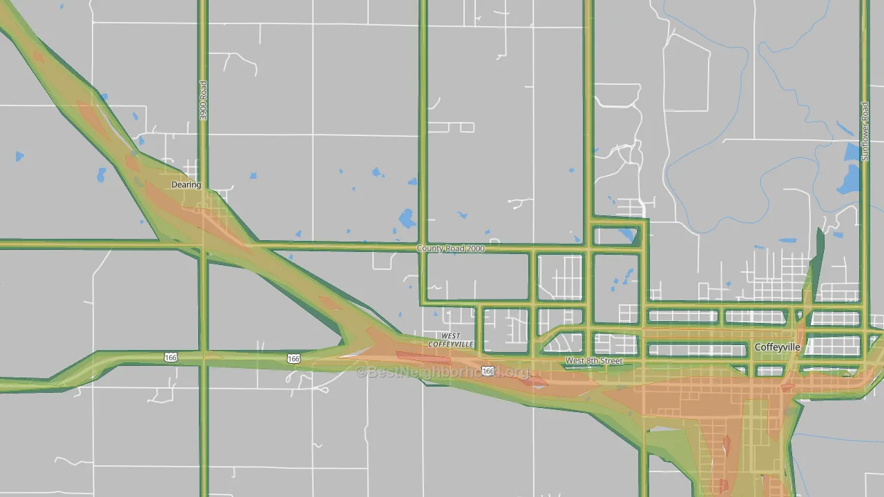West Coffeyville, KS Map of Noise Levels in West Coffeyville