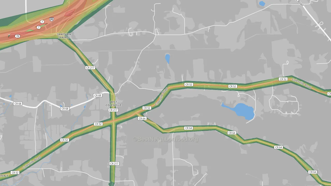 West Colesville, NY Map of Noise Levels in West Colesville