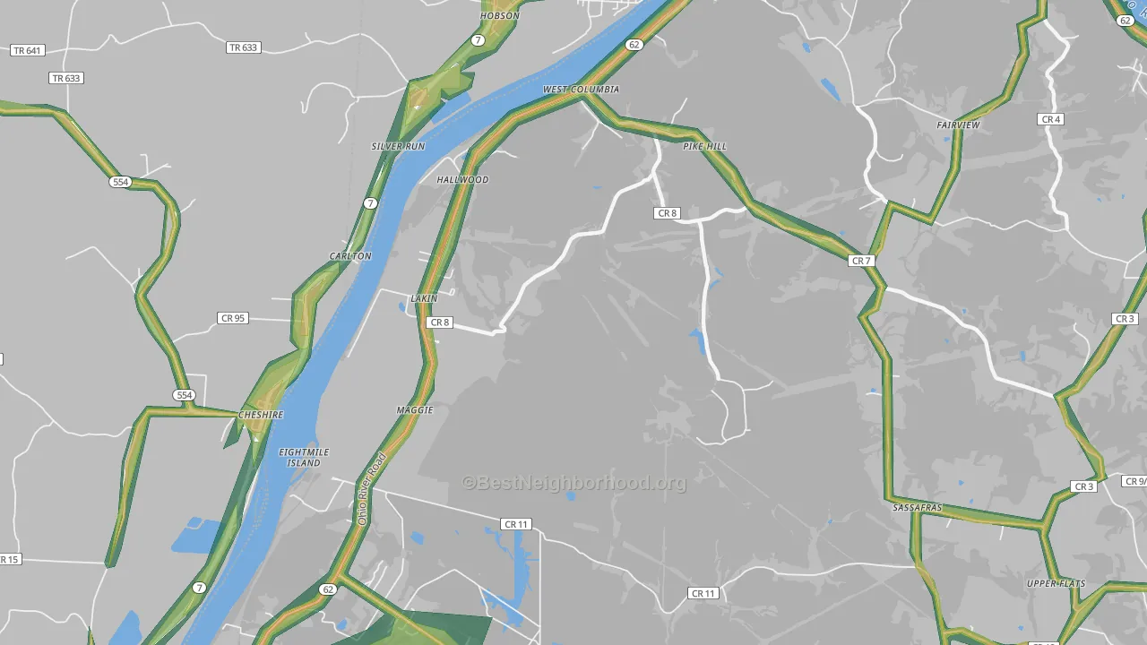 West Columbia, WV Map of Noise Levels in West Columbia