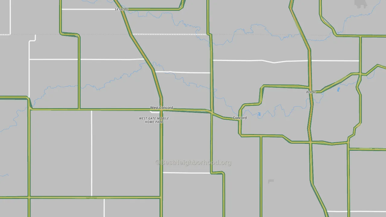 West Concord, MN Map of Noise Levels in West Concord