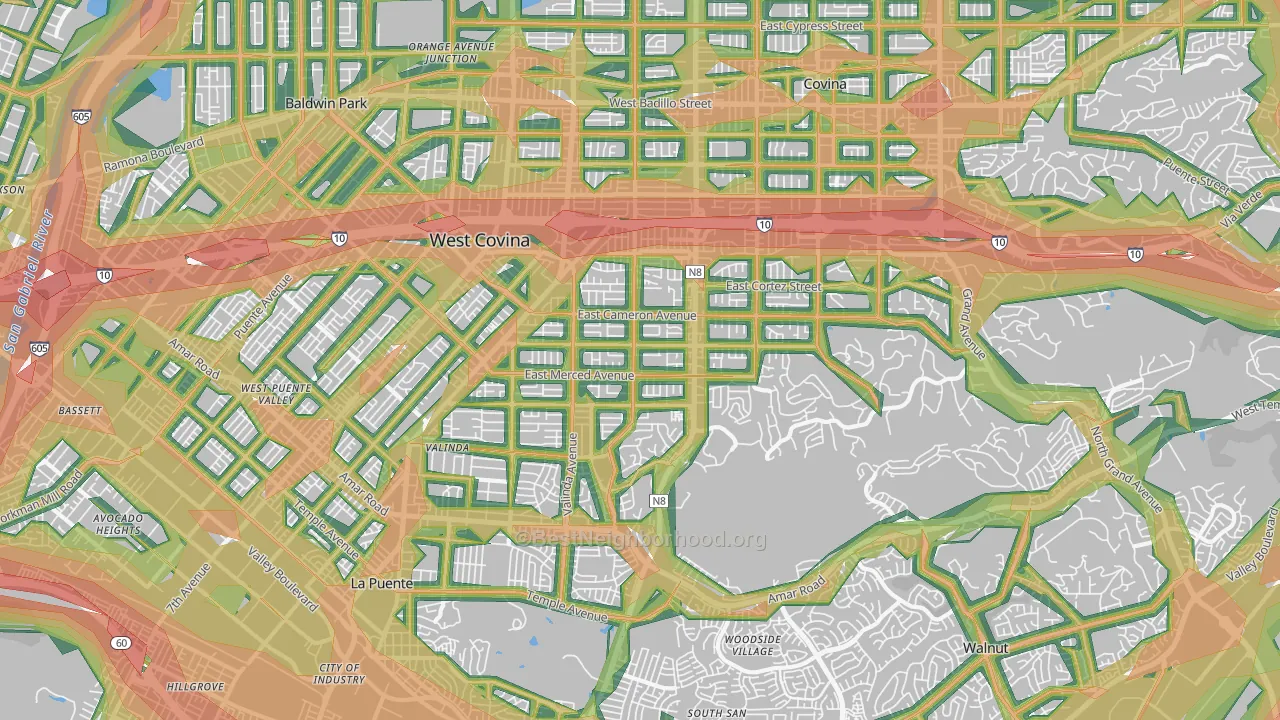 West Covina, CA Map of Noise Levels in West Covina
