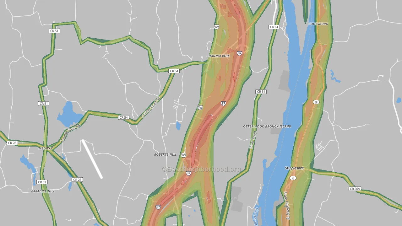 West Coxsackie, NY Map of Noise Levels in West Coxsackie