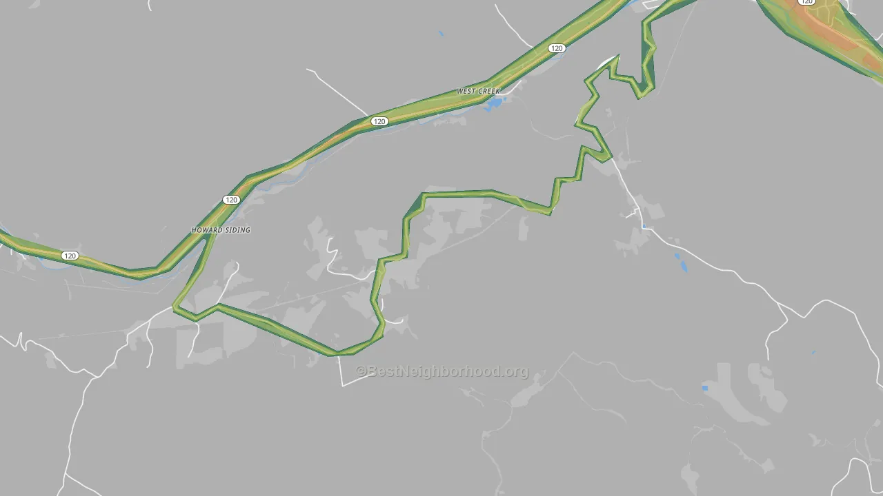 West Creek, PA Map of Noise Levels in West Creek