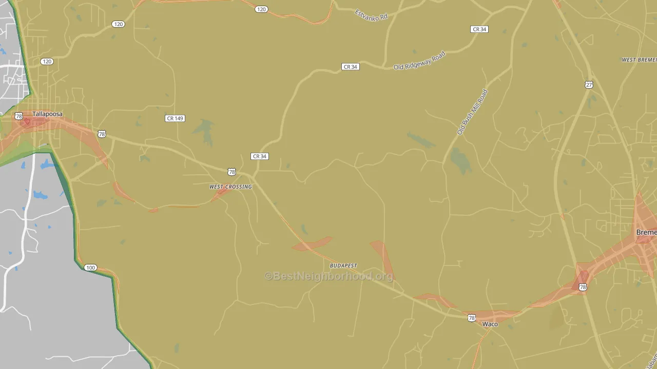 West Crossing, GA Map of Noise Levels in West Crossing