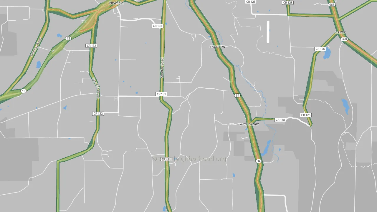 West Danby, NY Map of Noise Levels in West Danby