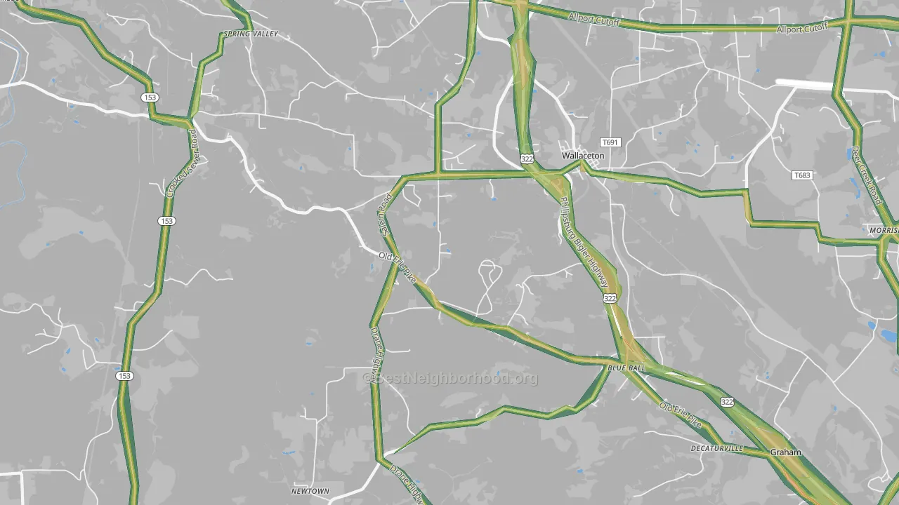 West Decatur, PA Map of Noise Levels in West Decatur