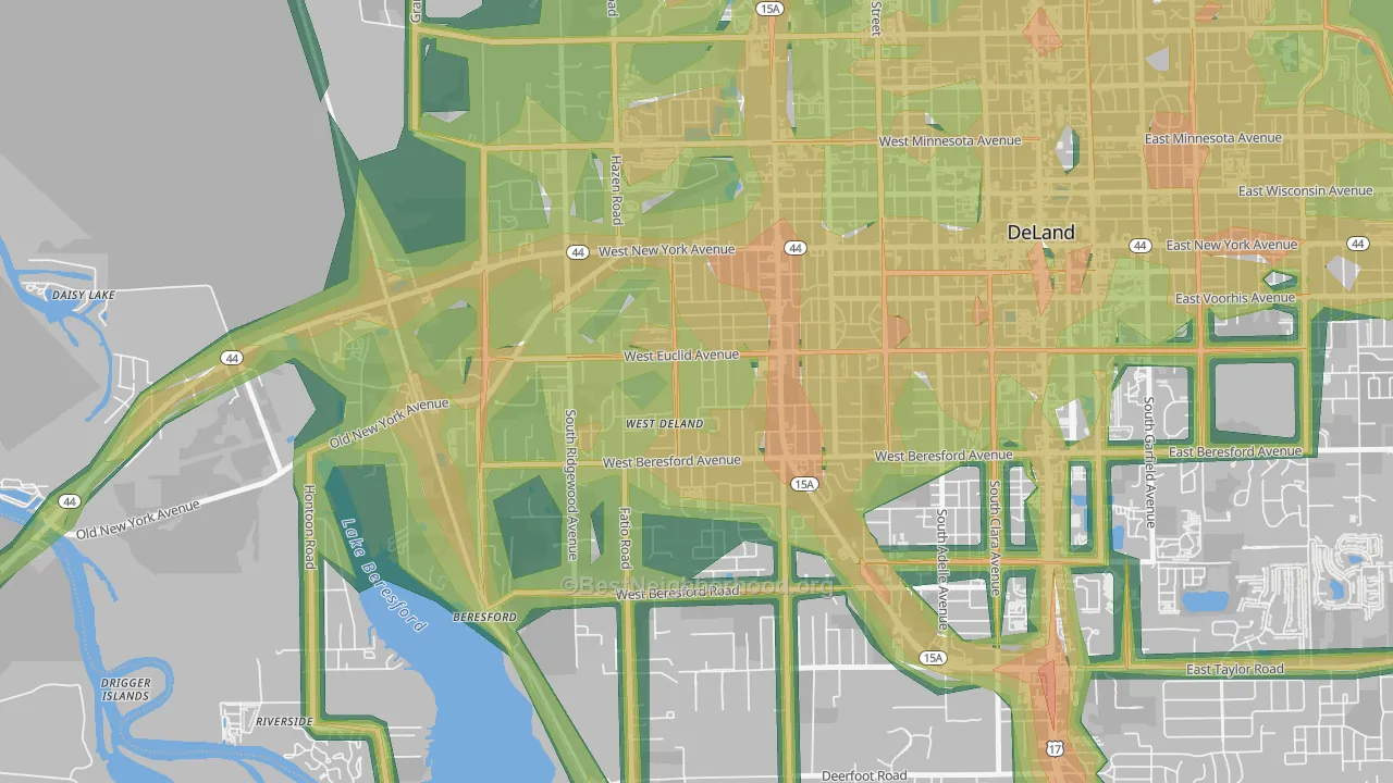 West DeLand, FL Map of Noise Levels in West DeLand