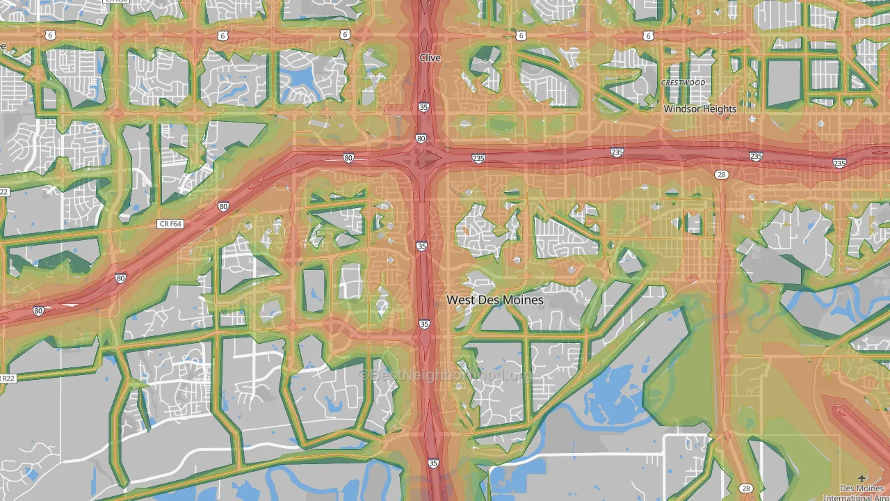 West Des Moines, IA Map of Noise Levels in West Des Moines