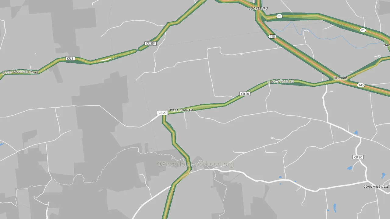 West Durham, NY Map of Noise Levels in West Durham