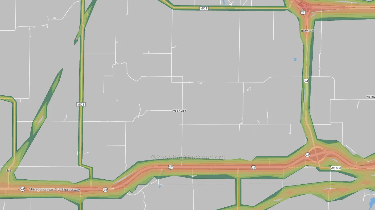 West Ely, MO Map of Noise Levels in West Ely