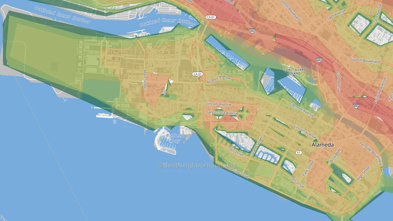 West End, Alameda, CA Map of Noise Levels in West End