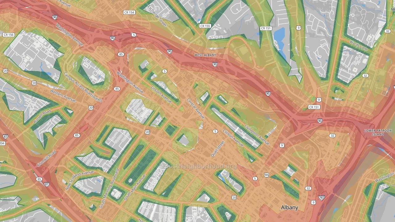West End, Albany, NY Map of Noise Levels in West End