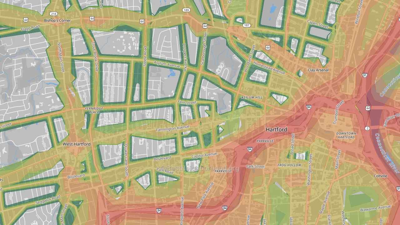 West End, Hartford, CT Map of Noise Levels in West End